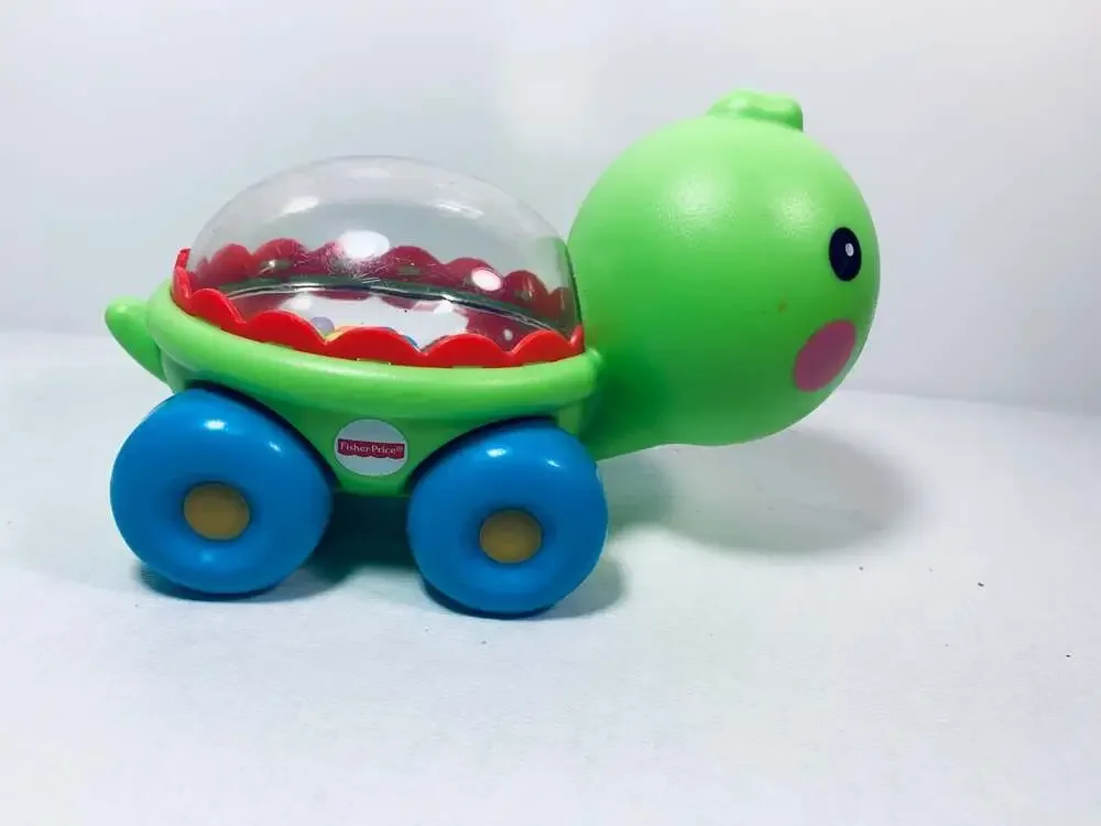 Turtle Toy baby Fisher Price green rolling